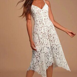 LULUS One Wish white/cream lace midi dress Size Small NEW WITH TAGS